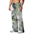thumbnail image 5 of Hsovts Camo Pants for Men Loose Lounge Straight Leg Drawstring Workout Fashion Trousers Running Pant with Pockets Gray 3XL, 5 of 8