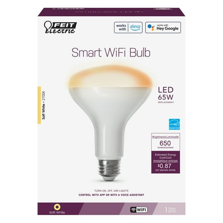 

Feit Electric Smart LED 7.2 Watts (65 Watt Equivalent) Soft White Light Bulb BR30 Medium E26 Base Dimmable