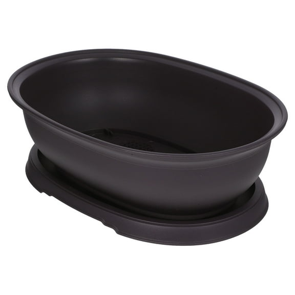 BESTOYARD 1Set Oval Plastic Planter Pot with Tray Suitable for Succulent Planting