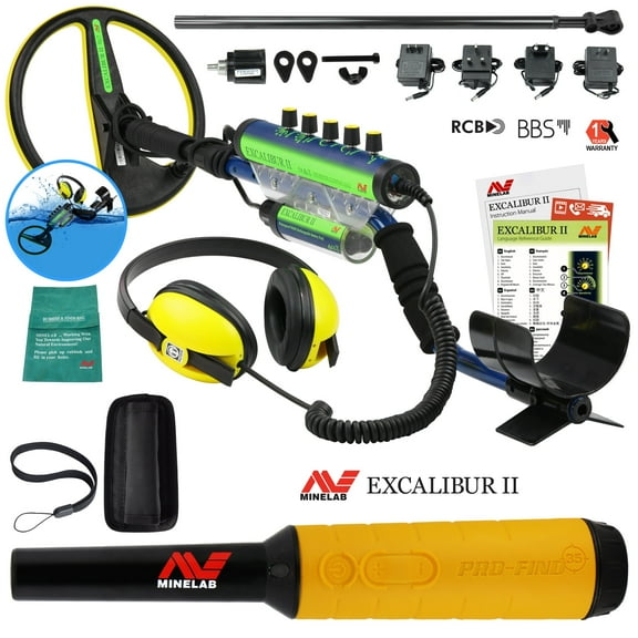 Minelab Excalibur II 1000 Waterproof Metal Detector with Pro Find 35 Pinpointer