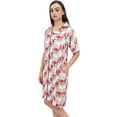 thumbnail image 1 of Bimba Floral Printed Women's Notched Collar Shirt Night Dress With Pockets - 4, 1 of 5