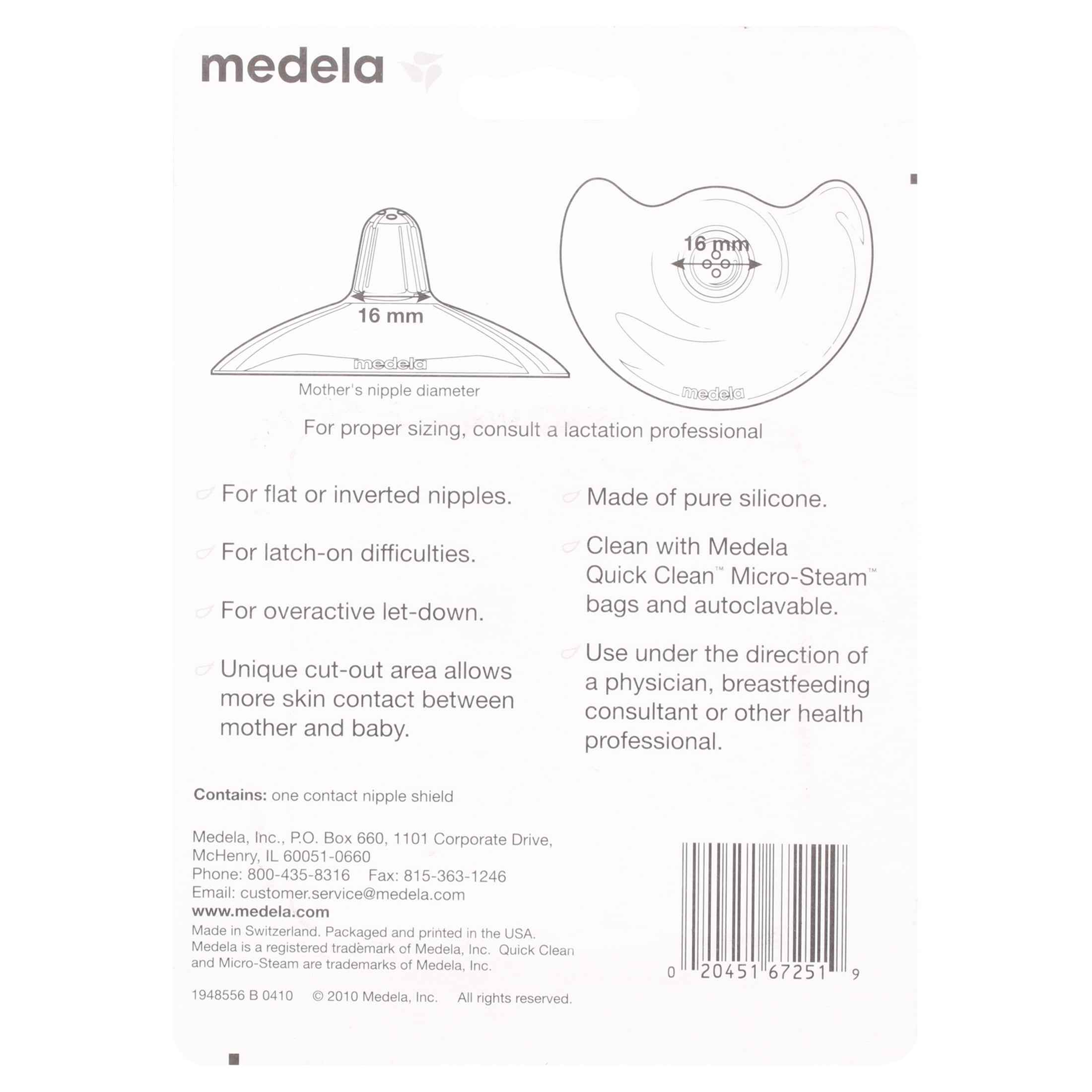 Medela Contact Nipple Shield, 16mm, Clear Silicone, DEHP & BPA Free