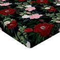 thumbnail image 4 of Ambesonne Roses Fitted Sheet, Tropical Floral Pattern Art, King Size, Peacock Green Raspberry, 4 of 5