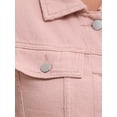 thumbnail image 5 of INSPIRE CHIC Women's Denim Cropped Short Sleeve Button Up Frayed Washed Jean Jacket S Pink, 5 of 6