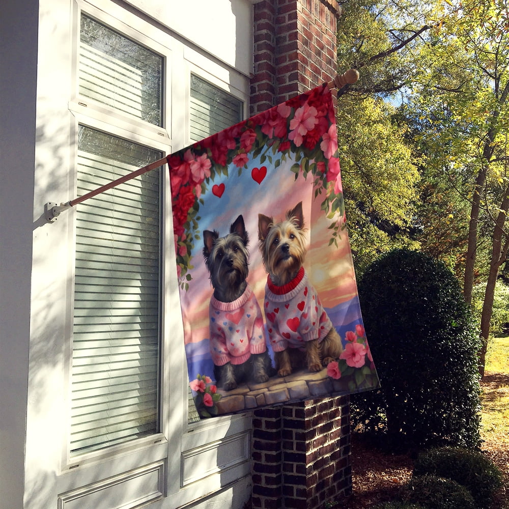 Skye Terrier Two Hearts House Flag 28 in x 40 in