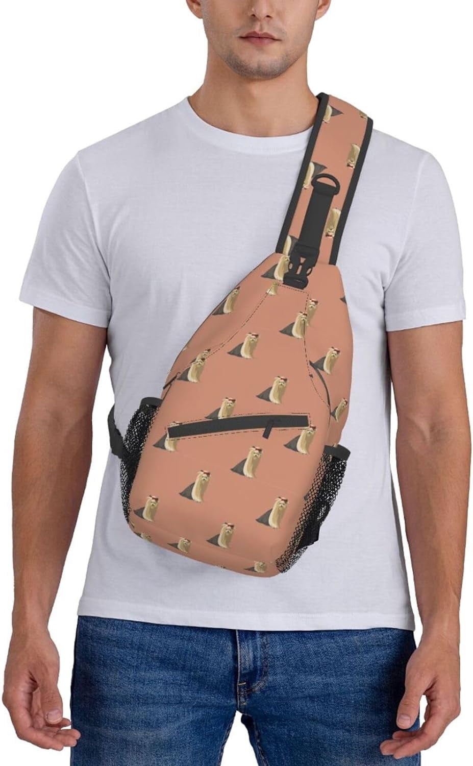 Yorkshire Terrier Animal Pattern Sling Bag Crossbody Hiking Travel Chest Bags Backpack Shoulder Daypack for Women Men