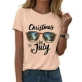 thumbnail image 5 of Drie Western Shirts Casual Tee for Women 2025 Summer T Shirt Short Sleeve Crewneck Tops Cute Graphic Christmas Shirts for Girls Light Yellow,M, 5 of 6
