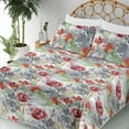 thumbnail image 3 of Ambesonne Garden Scene Fitted & Flat Sheet with Sham 3 Pcs Set, Boho Botany Floral Art, Twin XL, Pale Ruby Fern Green Dust, 3 of 5