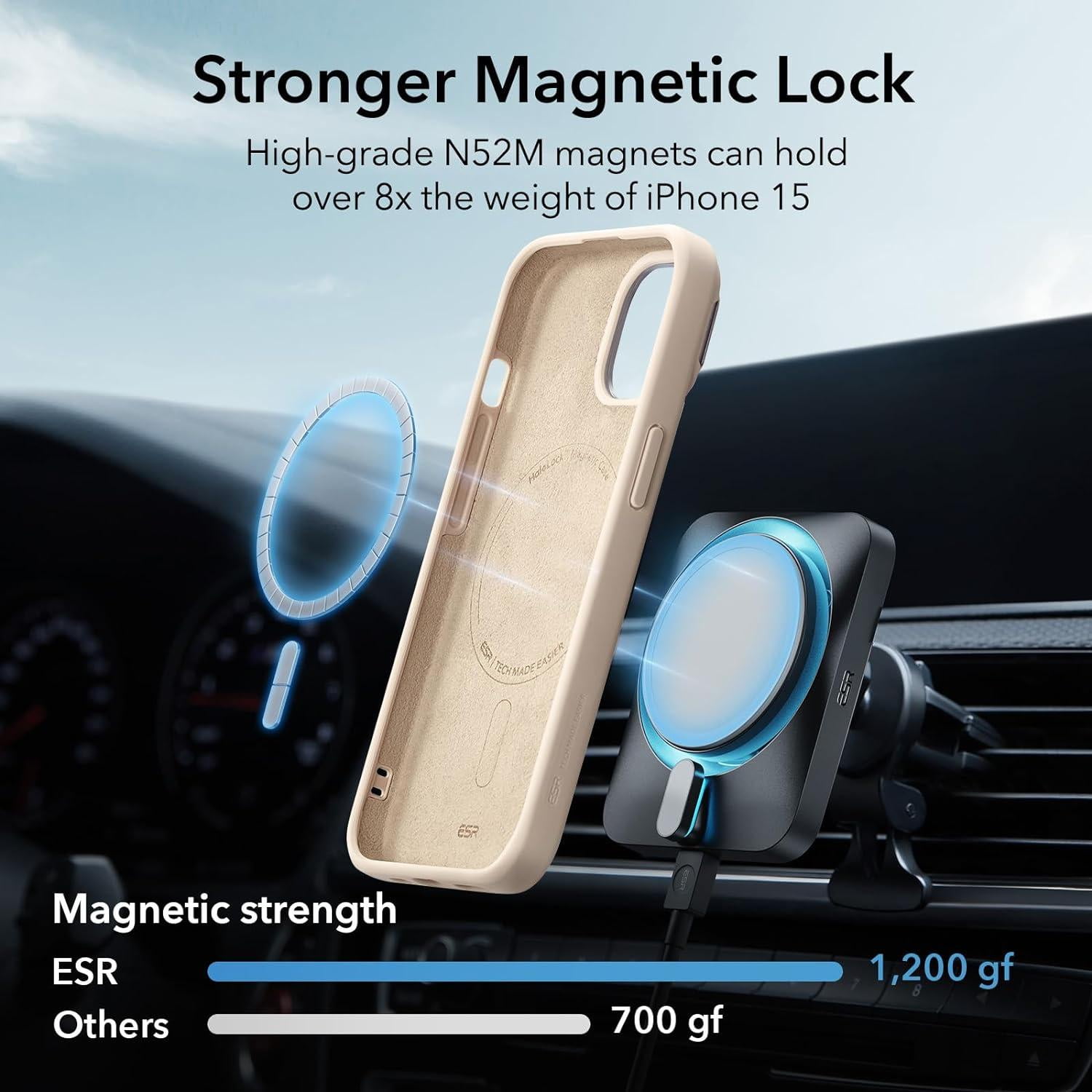 ESR iPhone 15 Pro Max Case Cloud Silicone MagSafe with Stash Stand Military-Grade Protection, Tan