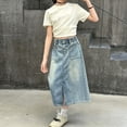 thumbnail image 5 of XINXIAOO Kids Girls Denim Skirt Summer Elastic Waist Casual Jean Skirt Skirts for Girls 4-5 Years, 5 of 7