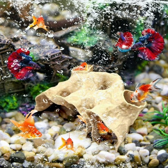 Eespoir Aquarium Tunnel for Fish Hideout, Printed Natural Under Gravel Tunnel, Aquarium Decor for Viewing Fish & Shrimp Under Gravel Tunnel