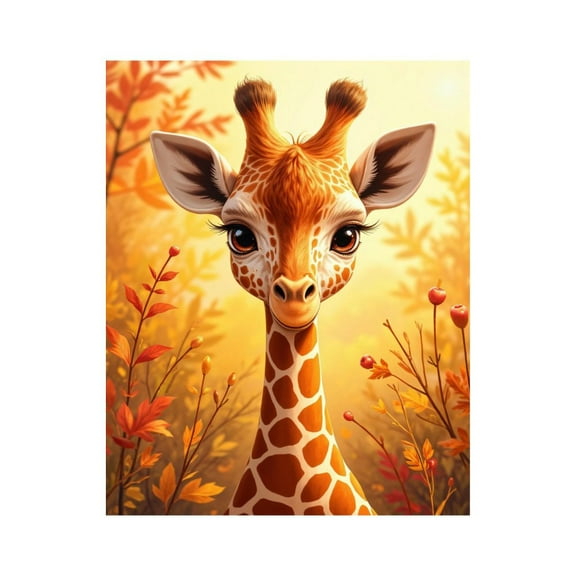 Paint By Numbers Kit for Adults Beginner - DIY Adorable Giraffe Autumn Scene Canvas Painting Kits for Adults, Frameless Paint By Number for Adults for Home Wall Decor 16x20 Inch