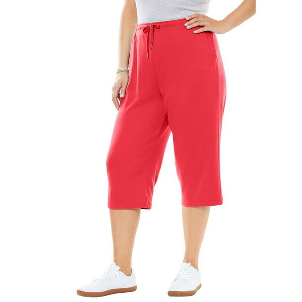Woman Within - Plus Size Petite Sport Knit Capri Pant - Walmart.com ...
