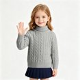 thumbnail image 6 of Lmnyox Sweaters for Kids Plain Long Sleeve Turtleneck Cable Knit Pullover Winter Casual Warm Sweaters, 6 of 8