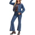 thumbnail image 2 of INSPIRE CHIC Women's Jean Jacket Trendy Button Down Corduroy Collar Barn Jackets Denim Shacket S Deep Blue, 2 of 6