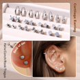 thumbnail image 4 of Boucles d'Oreilles Cartilage en Acier Chirurgical pour Femmes Boucles d'Oreilles Dos Plat 14K Or Diamant Conque Tragus Hélice Perçage Bijoux Clous Ensemble de Boucles d'Oreilles pour Plusieurs Piercings, 4 of 4