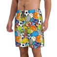 thumbnail image 2 of Wukai Various Balls Print Beach Trunks with Compression Liner Swimsuit Quick Dry Beach Sports Shorts with Pocket-Large, 2 of 8