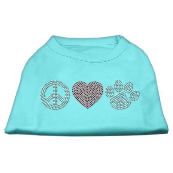 Pet Dog and Cat Shirt Rhinestone, "Peace Love Paw"