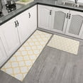 thumbnail image 2 of Yellow Geometric Quatrefoil Pattern Kitchen Rugs Sets Of 2,Anti Fatigue Kitchen Mat Rugs Non Slip Washable,Decorative Kitchen Floor Mats for Kitchen,Sink,Laundry,17"x30"+17"x47", 2 of 7