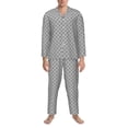 thumbnail image 3 of Fotbe Gray Plaid Pattern Long Sleeve Pajama Set for Men,Sleepwear Set,2-piece Loungewear Set,Soft PJs Comfy Nightwear with Pockets-X-Large, 3 of 7