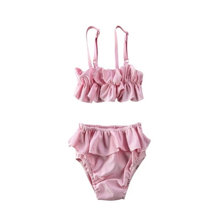 Newborn Kids Baby Girls Ruffle Lace Sling Tops Swimsuit Swimming Costume
