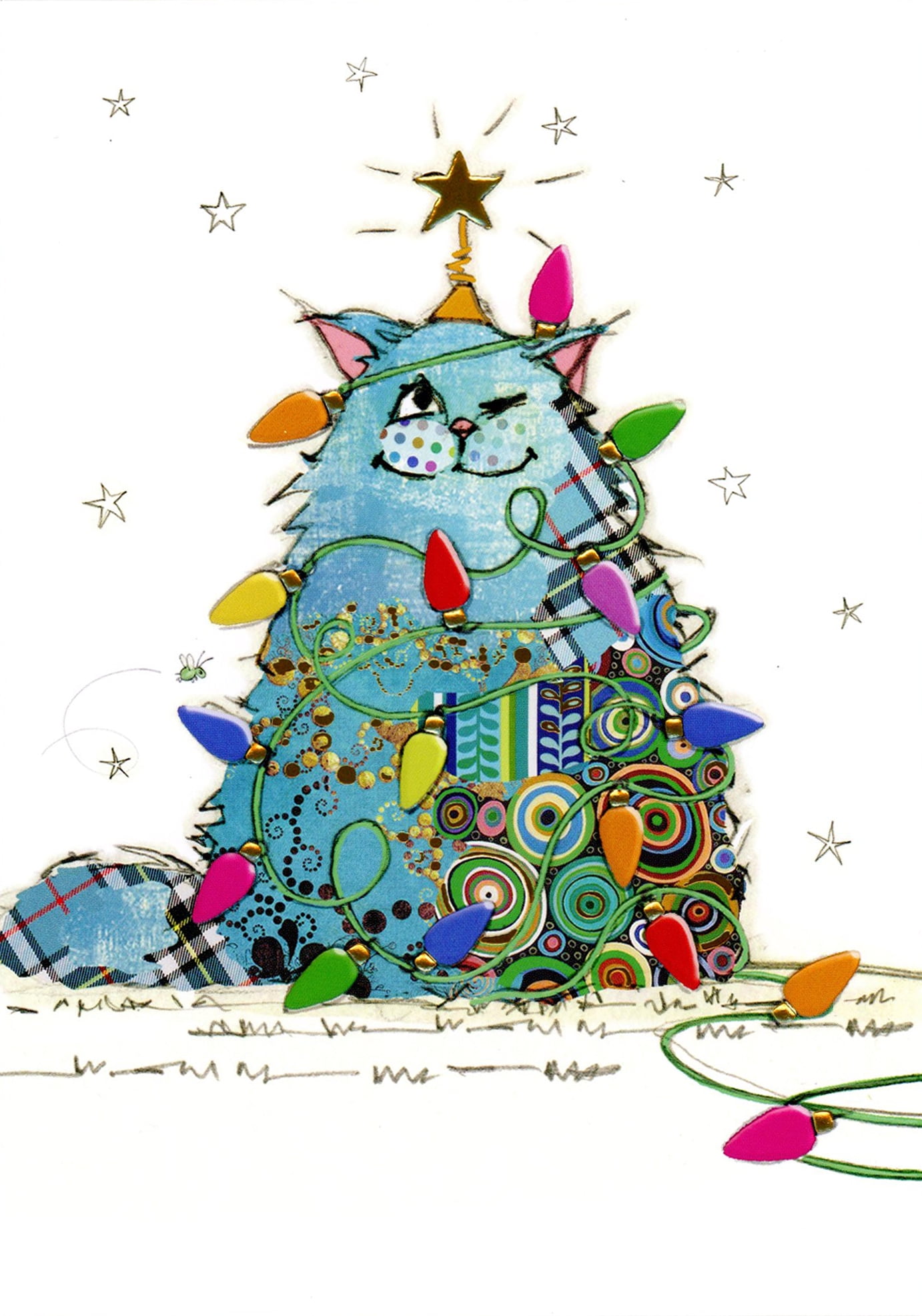 Bug Art Tangled Cat Christmas Cards (Other)