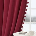 thumbnail image 3 of Velvet Pom Pom Curtains 96 Inches Long-Pompoms Tasseled Room Darkening Drapes Light Blocking Soft Luxury Privacy Window Curtain Panels for Bedroom and Living Room, Green, 2 Panels, 3 of 9
