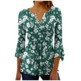 thumbnail image 6 of QATAINLAV Women's Tunic Tops 3/4 Length Sleeve Blouses Dressy Casual V Neck Henley Shirts Spring Summer Fashion Vacation Outfits Green S, 6 of 6