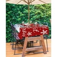 thumbnail image 4 of Christmas Tablecloth with Umbrella Hole and Zipper Christmas Snowman Rectangle Outdoor Tablecloths 60x84 Table Cloths Berry Cardinal Birds Patio Table Cloth Cover for Holiday Party Yard Garden Cafe, 4 of 5