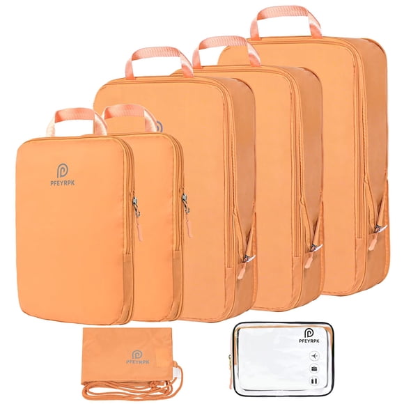 Juego de cubos de embalaje de viaje PFEYRPK de 7 piezas, color naranja