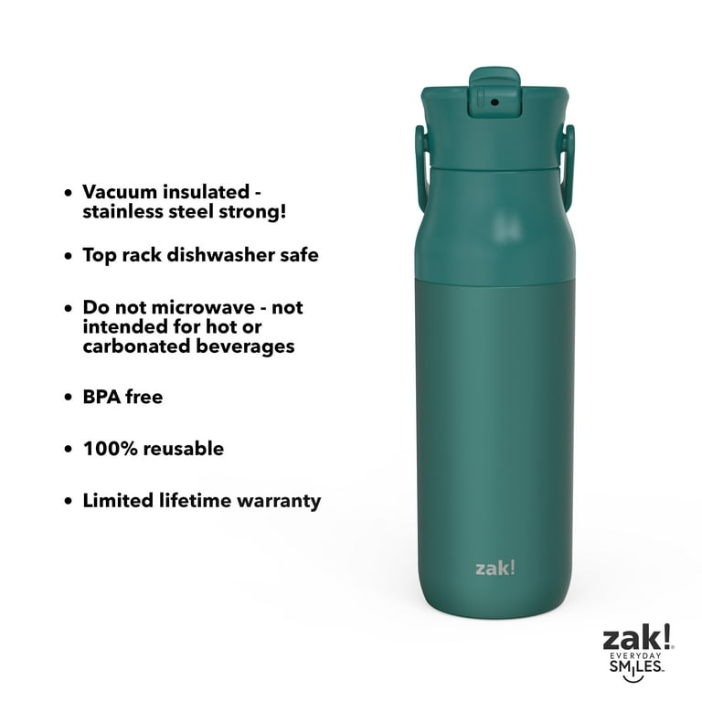 Zak Designs 32oz Recycled Stainless Steel Vacuum Insulated Chug Water Bottle - Emerald