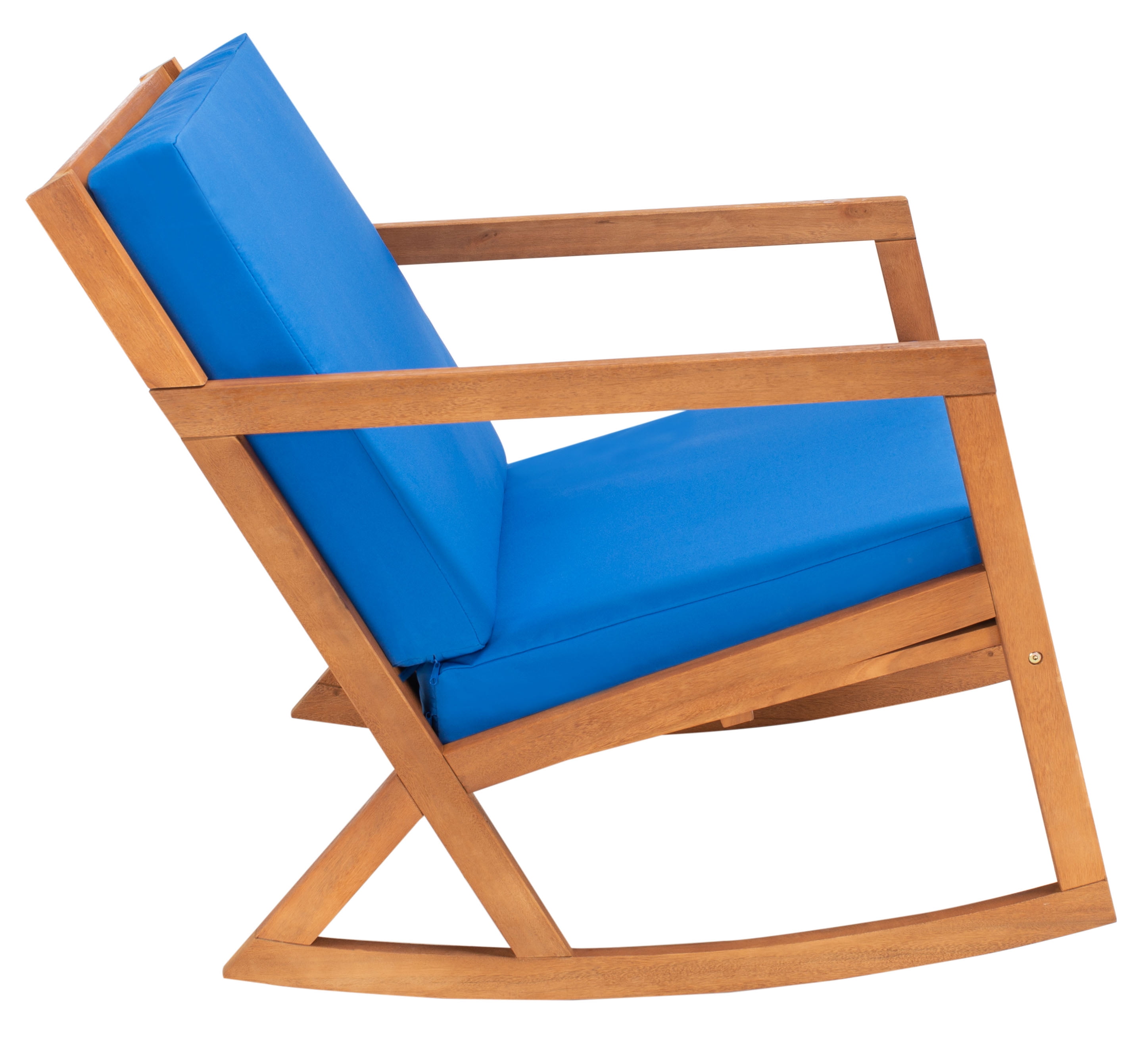 SAFAVIEH Vernon Outdoor Patio Rocking Chair, Natural/Royal Blue