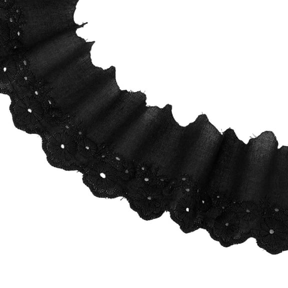 Uxcell 5 Yards Eyelet Lace Trim, 2.17 Inch Floral Lace Ribbon for Sewing Cloth, Black