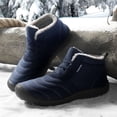 thumbnail image 2 of Botas de nieve para hombre Botas de invierno cortas impermeables antideslizantes Zapatos cálidos de algodón con cordones, 2 of 7