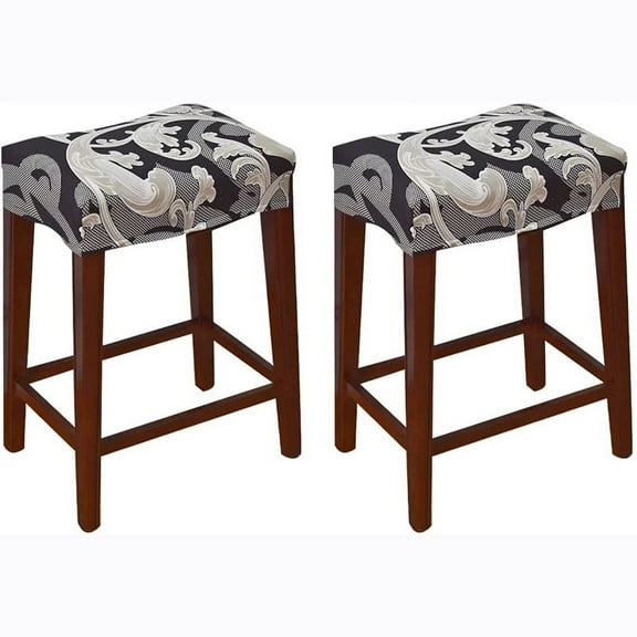 2pcs Elastic Rectangle Bar Stool Covers Foot Stool Seat Cushion Covers Vanity Stool Covers Dressing Chair Covers Saddle Seat Covers