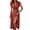 Red, variant on Kukoosong Women's V-Neck A-Line Tea-Length Casual Dress with Short Sleeve for Summer Spring Party Wedding Work Vacation Comfortable Polyester Dresses