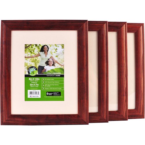 Pinnacle 8" x 10" Wood Frame Matted to 5" x 7", Set of 4, Walnut Finish