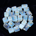 thumbnail image 3 of Crocon Opalite Rune Stones Set with Elder Futhark Alphabet Engraved Symbol (Set of 25) for Chakra Balancing Decorative Home Office Stone Size :- 20-25 mm App. | with a Pouch & A Rune brochure, 3 of 8