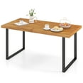 thumbnail image 1 of Topbuy Patio Dining Table for 4-6 People 63 inch Rectangular Table w/ Umbrella Hole, 1 of 9