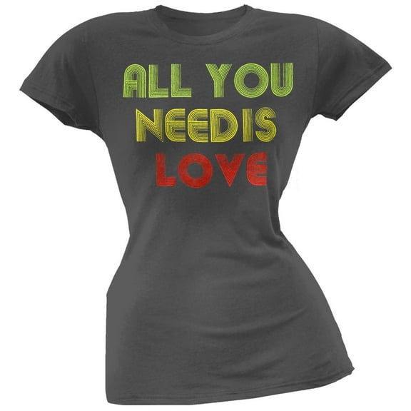 The Beatles Women's Juniors All You Need Flocked Short Sleeve T Shirt