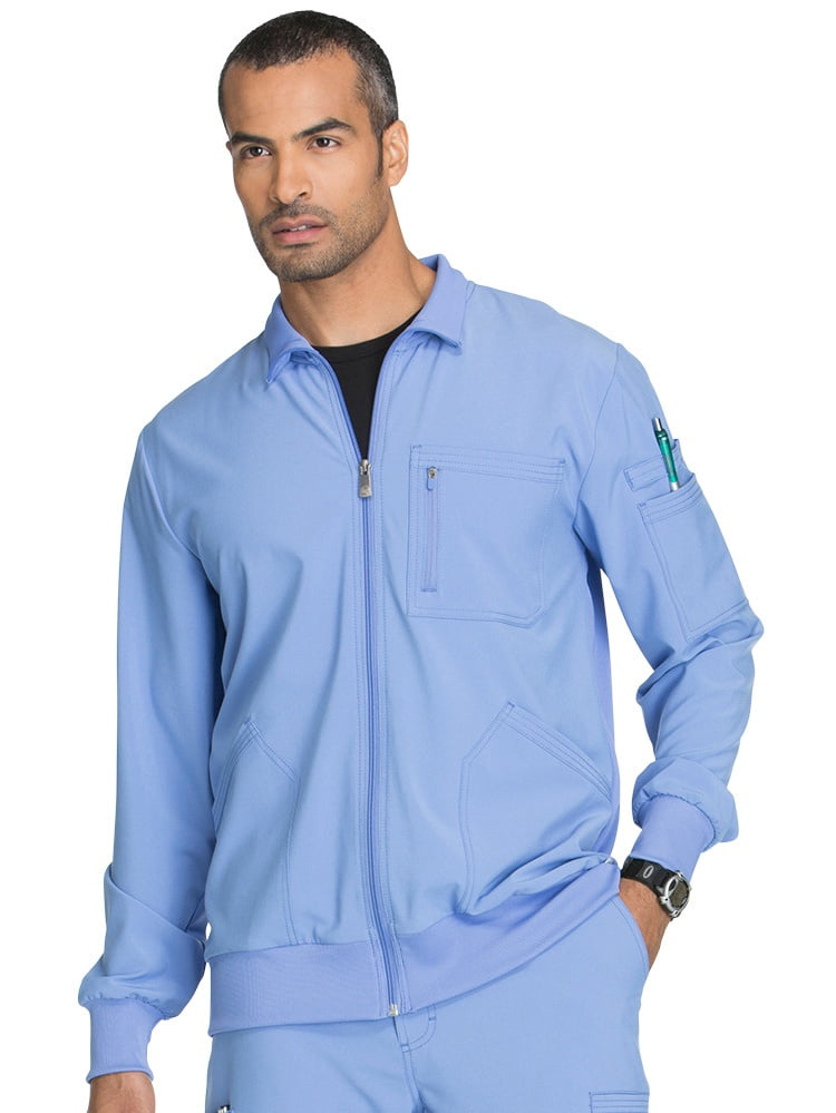 Cherokee Infinity by Cherokee Men's Zip Front WarmUp Solid Scrub