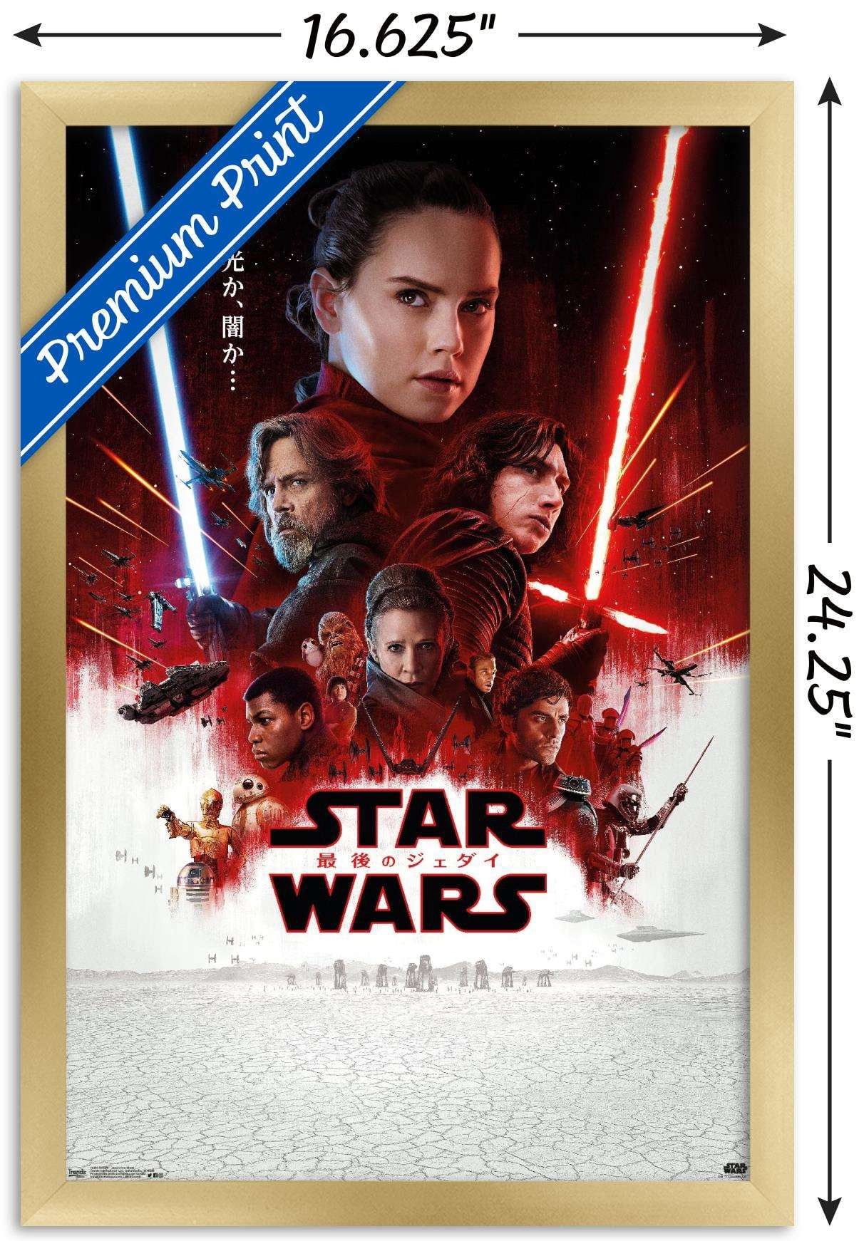 Star Wars: The Last Jedi - Japan One Sheet Wall Poster, 14.725" x 22.375", Framed