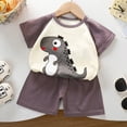 thumbnail image 2 of TOOYOU Girls Summer Outfit Sets Short Sleeved T Shirt Shorts Set Two Piece Set For Infant Girls Playtime Outfits Size 3 -6 Months Dark Gray, 2 of 3