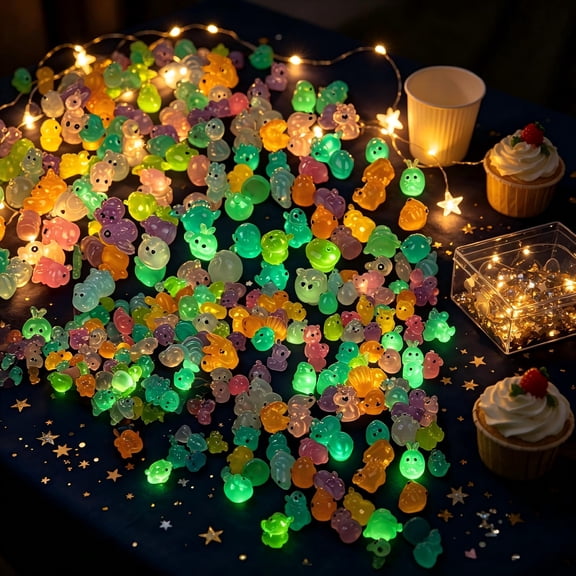 50 Pcs Mini Resin Animals, Glow in the Dark, Surprise Blind Bags, Small Decoration for Party Favors Stuffers, Fairy Garden, Dollhouse, Potted
