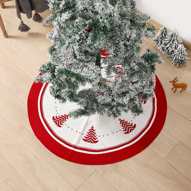 xihome Falda de rbol de Navidad tejida con copos de nieve de 120 cm, ideal para decorar interiores y exteriores en fiestas navideñas.
