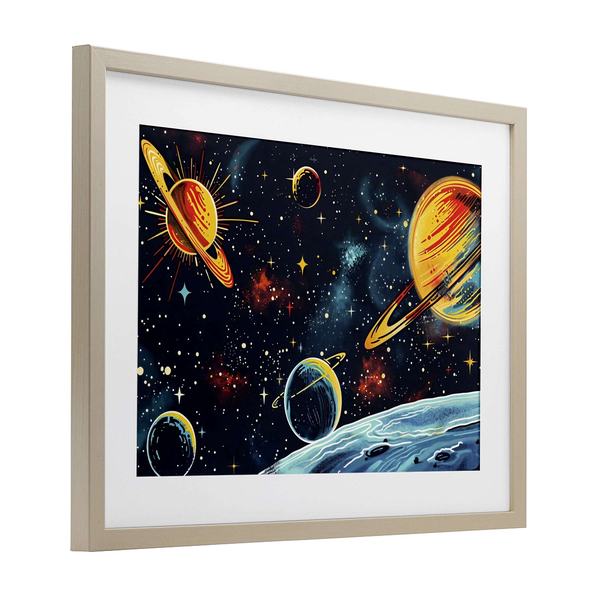 Stupell Industries Black Lit Galaxy Panorama Birch Framed Print Under Glass, design by Creative Studio