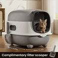 thumbnail image 2 of Closed cat litter box, splash proof, odor isolation, dual-purpose, foldable design, can accommodate cats weighing less t, 2 of 14
