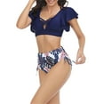 thumbnail image 4 of Liacowi Mommy and Me Swimsuits 2 Piece Bikinis Set Print Fly Sleeve Tops + Briefs Swimwear Bathing Suit Beachwear for Women＆＆Girls, 4 of 9