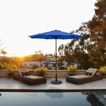 GARDEN 9 Ft Patio Umbrella w/ Round Resin Base Stand Included for Outdoor Shade, Royal Blue