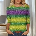 thumbnail image 5 of T-Shirt à Manches Trois-Quarts Col Rond Imprimé Mode Carnaval pour Femmes, 5 of 5